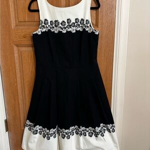 Talbots Black and White Floral Midi Dress